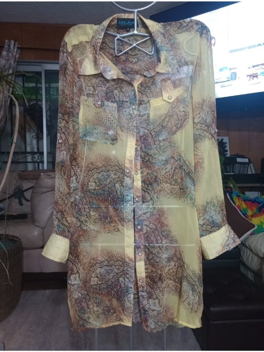 J Gee Womens Dress/Blouse?  Yellow V-Neck